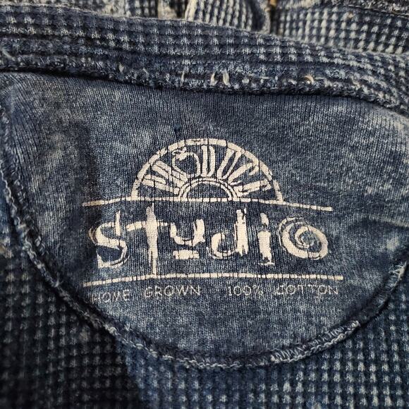 Vtg 90s Produce Studio Home Grown Waffle Knit Cotton Button Tunic Top XL Artsy - Picture 9 of 11